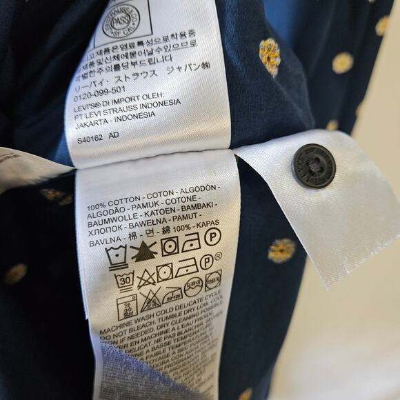 Levi's Floral Button Up Long Sleeve Shirt Blue White Large - Picture 6 of 8